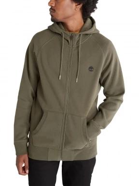 Timberland Brushed Back Full Zip Hoodie férfi kapucnis pulóver zöld színben 1