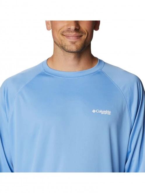 Columbia Terminal Tackle LS Shirt férfi hosszú ujjú sport póló világoskék színben 5