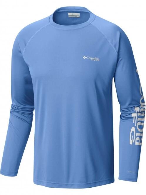 Columbia Terminal Tackle LS Shirt férfi hosszú ujjú sport póló világoskék színben 6