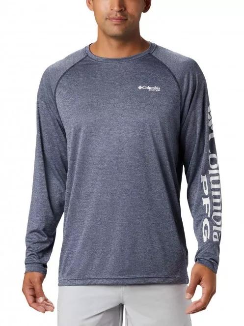 Columbia Terminal Tackle Heather LS Shirt férfi hosszú ujjú sport póló kék színben 2
