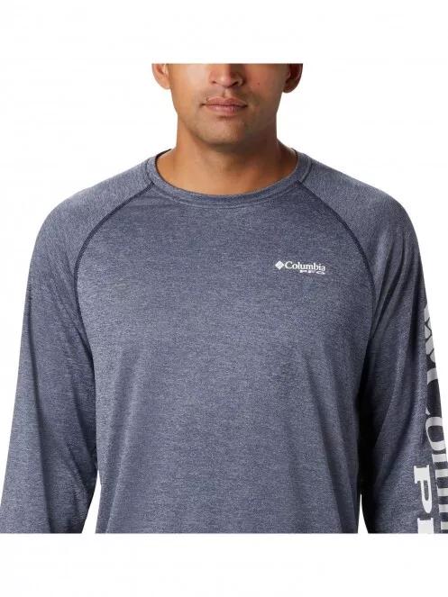 Columbia Terminal Tackle Heather LS Shirt férfi hosszú ujjú sport póló kék színben 5