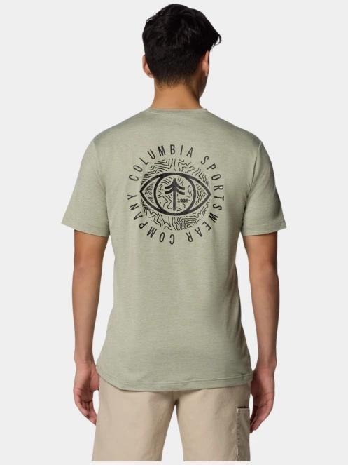 Columbia Kwick Hike Back Graphic SS Tee férfi rövid ujjú sport póló zöld színben 4