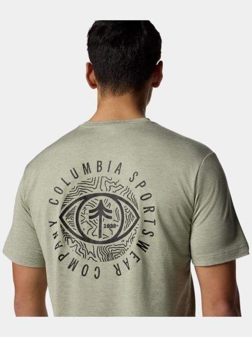 Columbia Kwick Hike Back Graphic SS Tee férfi rövid ujjú sport póló zöld színben 6