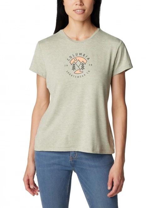 Columbia Sloan Ridge Graphic Short Sleeve Tee női rövid ujjú póló zöld színben 2