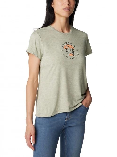Columbia Sloan Ridge Graphic Short Sleeve Tee női rövid ujjú póló zöld színben 5