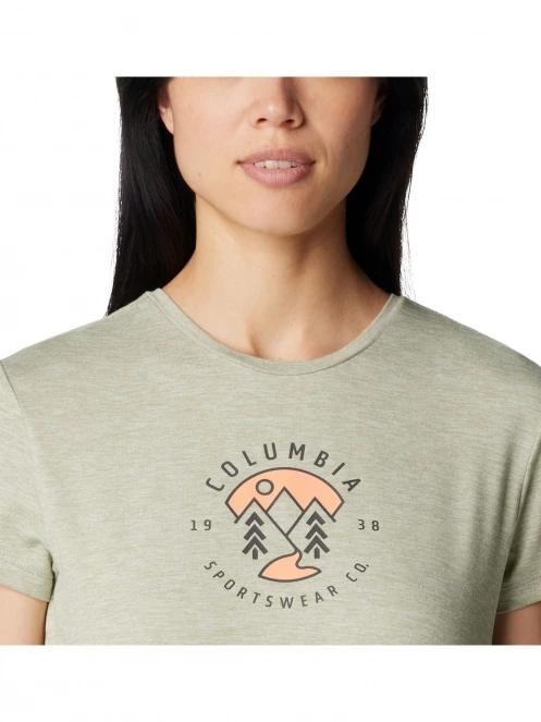 Columbia Sloan Ridge Graphic Short Sleeve Tee női rövid ujjú póló zöld színben 6
