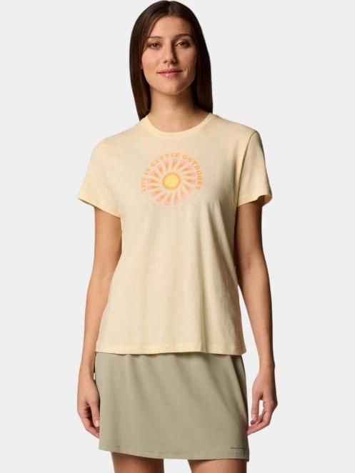 Columbia Ruby Springs Graphic Fitted Short Sleeve Shirt női rövid ujjú póló sárga színben 2