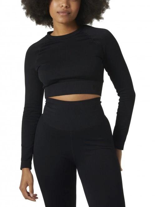 Helly Hansen W Allure Seamless Crop Ls Top női hosszú ujjú sport póló fekete színben 2