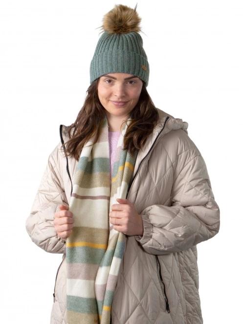 Barts Augusti Beanie női bojtos sapka oliva színben 2