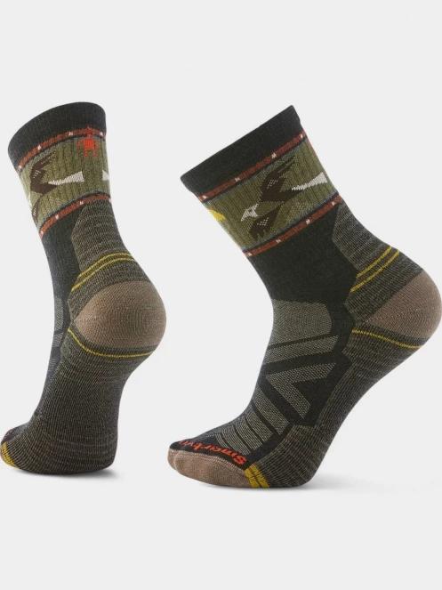Smartwool Hike Light Cushion Soaring Print Mid Crew Socks túrazokni oliva színben 2