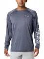 Columbia Terminal Tackle Heather LS Shirt férfi hosszú ujjú sport póló kék színben 1